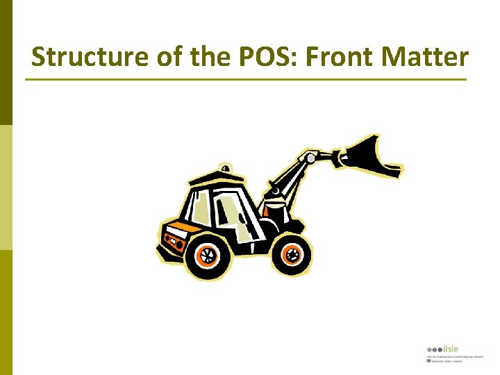 Structure of the POS: Front Matter 