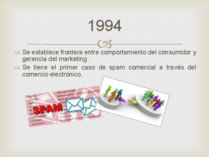 1994 Se establece frontera entre comportamiento del consumidor y gerencia del marketing. Se tiene