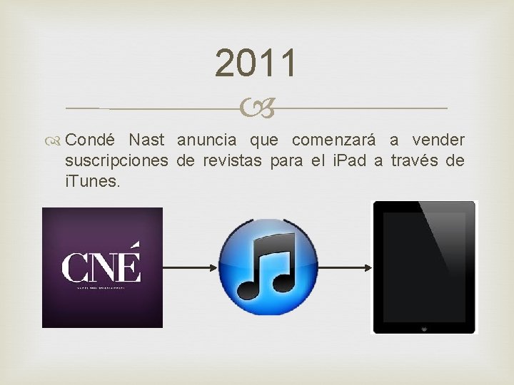 2011 Condé Nast anuncia que comenzará a vender suscripciones de revistas para el i.