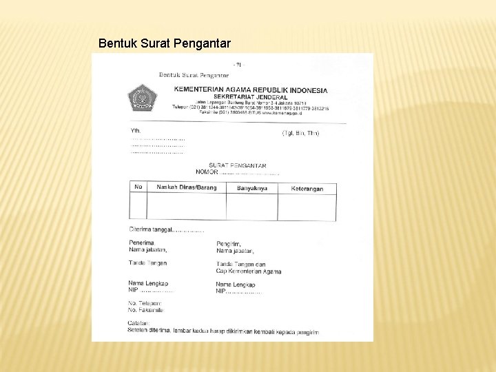 Bentuk Surat Pengantar 