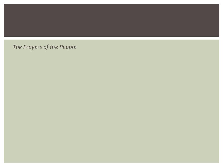 The Prayers of the People 