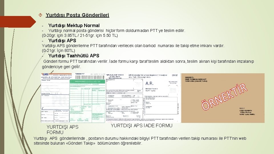  Yurtdışı Posta Gönderileri - Yurtdışı Mektup Normal - Yurtdışı normal posta gönderisi hiçbir