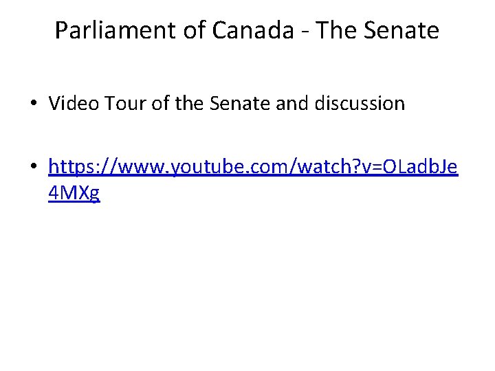 Parliament of Canada - The Senate • Video Tour of the Senate and discussion