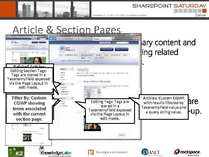 Article & Section Pages Related Articles: Editing Section Tags: Custom CQWP Tags are articles