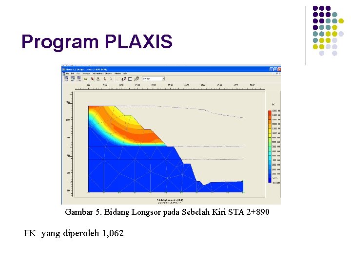 Program PLAXIS Gambar 5. Bidang Longsor pada Sebelah Kiri STA 2+890 FK yang diperoleh