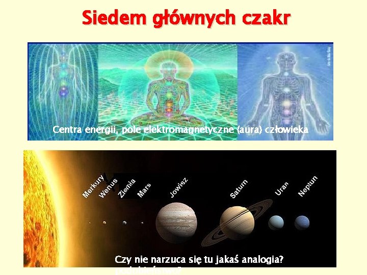 Siedem głównych czakr Centra energii, pole elektromagnetyczne (aura) człowieka Czy nie narzuca się tu