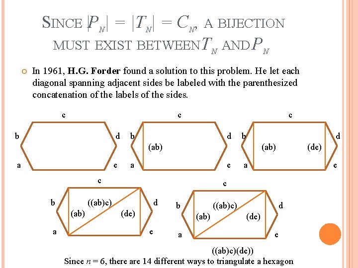 SINCE |PN| = |TN| = CN, A BIJECTION MUST EXIST BETWEEN TN AND PN SINCE |PN| = |TN| = CN, A BIJECTION MUST EXIST BETWEEN TN AND PN