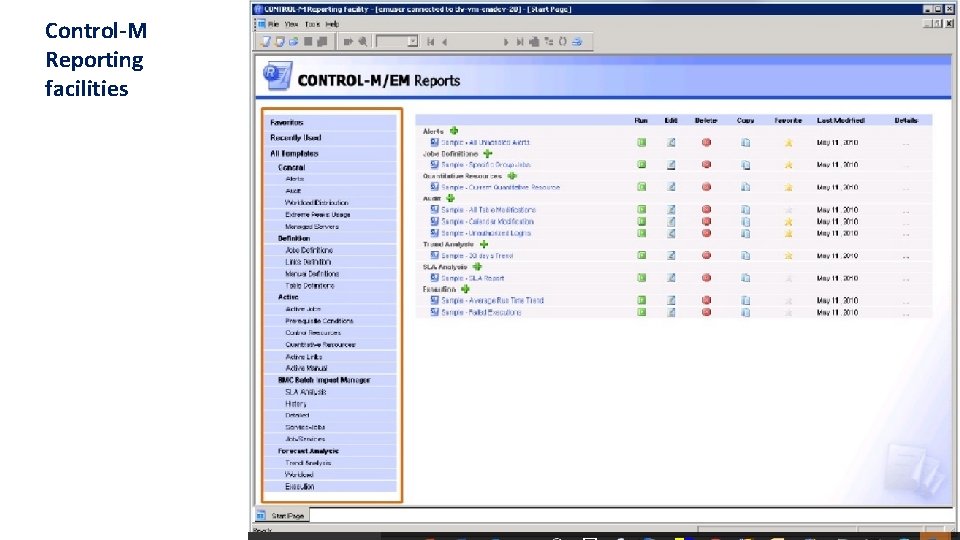 Control-M Reporting facilities 