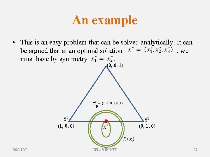 An example • This is an easy problem that can be solved analytically. It