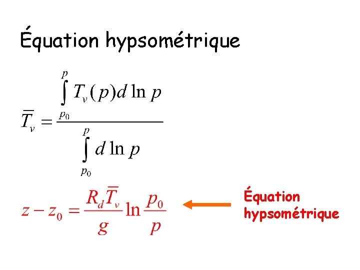 Équation hypsométrique 
