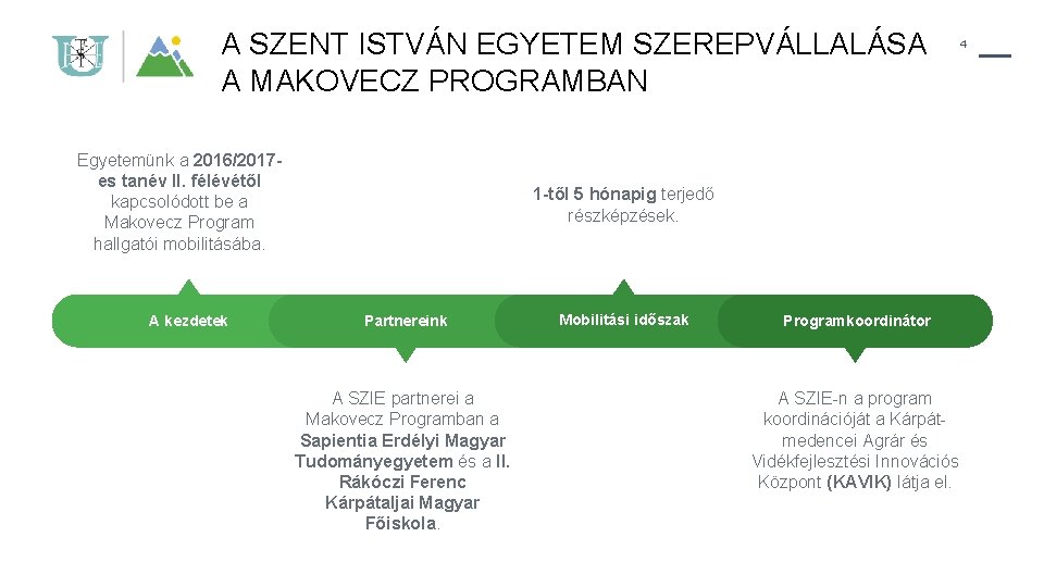 A SZENT ISTVÁN EGYETEM SZEREPVÁLLALÁSA A MAKOVECZ PROGRAMBAN Egyetemünk a 2016/2017 es tanév II.