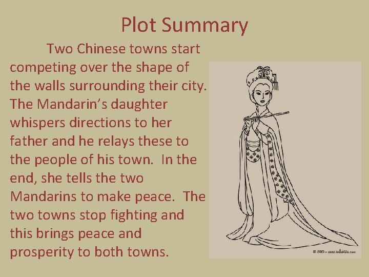 Plot Summary Two Chinese towns start competing over the shape of the walls surrounding