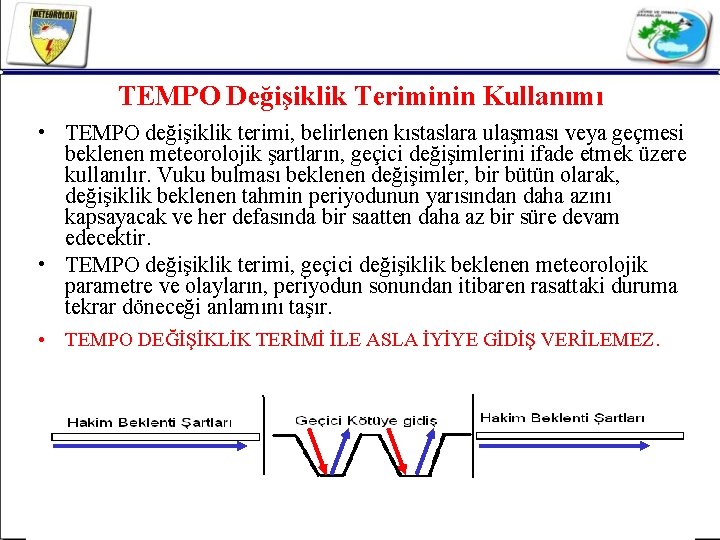 TEMPO Değişiklik Teriminin Kullanımı • TEMPO değişiklik terimi, belirlenen kıstaslara ulaşması veya geçmesi beklenen