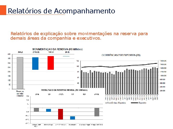 Relatórios de Acompanhamento Relatórios de explicação sobre movimentações na reserva para demais áreas da