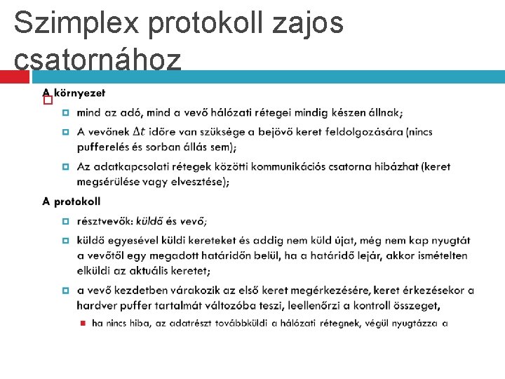 Szimplex protokoll zajos csatornához 