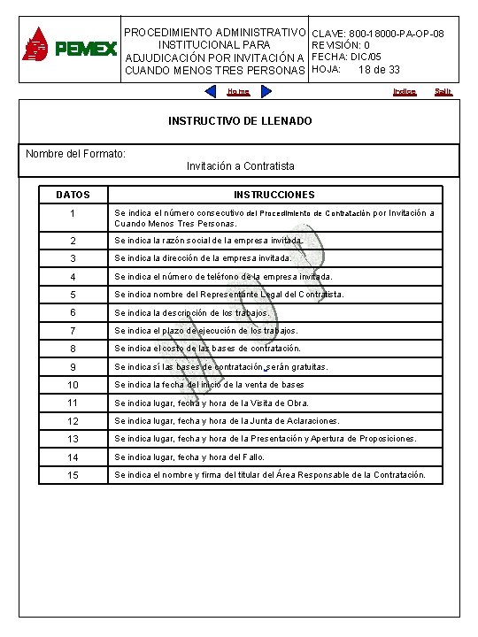 PROCEDIMIENTO ADMINISTRATIVO CLAVE: 800 -18000 -PA-OP-08 INSTITUCIONAL PARA REVISIÓN: 0 PARA PLANEACIÓN DE OBRAS