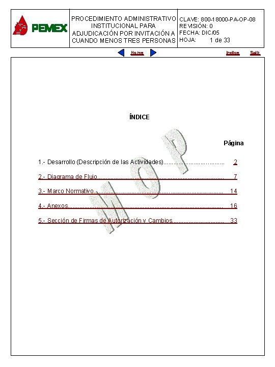 PROCEDIMIENTO ADMINISTRATIVO CLAVE: 800 -18000 -PA-OP-08 INSTITUCIONAL PARA REVISIÓN: 0 PARA PLANEACIÓN DE OBRAS