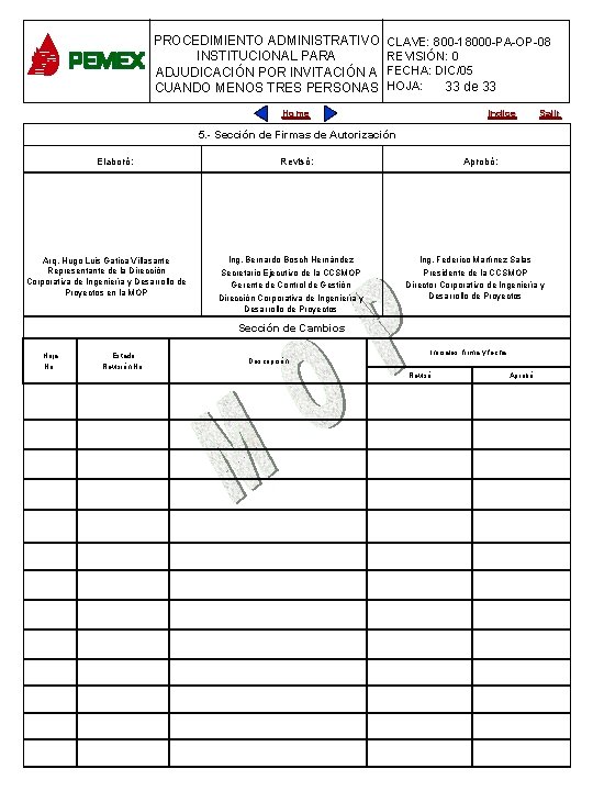 PROCEDIMIENTO ADMINISTRATIVO CLAVE: 800 -18000 -PA-OP-08 INSTITUCIONAL PARA REVISIÓN: 0 PARA PLANEACIÓN DE OBRAS