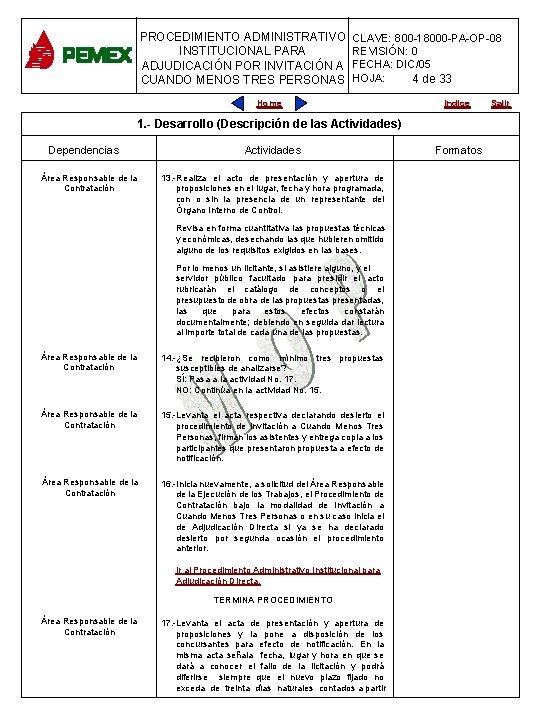 PROCEDIMIENTO ADMINISTRATIVO CLAVE: 800 -18000 -PA-OP-08 INSTITUCIONAL PARA REVISIÓN: 0 PARA PLANEACIÓN DE OBRAS