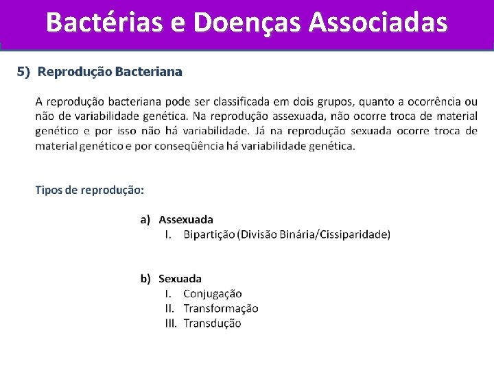 Bactérias e Doenças Associadas 