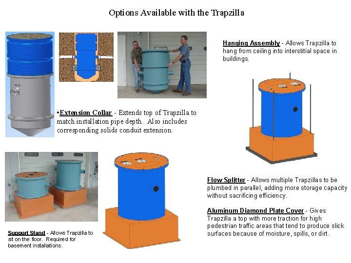 Options Available with the Trapzilla Hanging Assembly - Allows Trapzilla to hang from ceiling