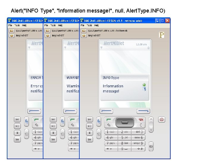 Alert("INFO Type", "Information message!", null, Alert. Type. INFO) 
