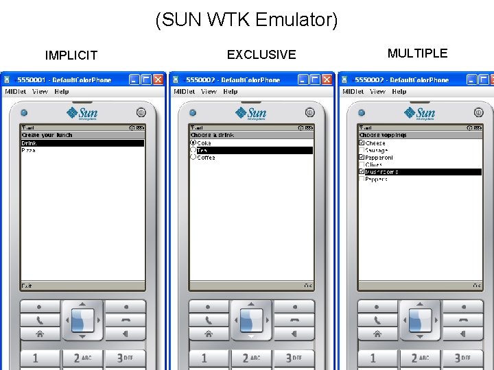 (SUN WTK Emulator) IMPLICIT EXCLUSIVE MULTIPLE 