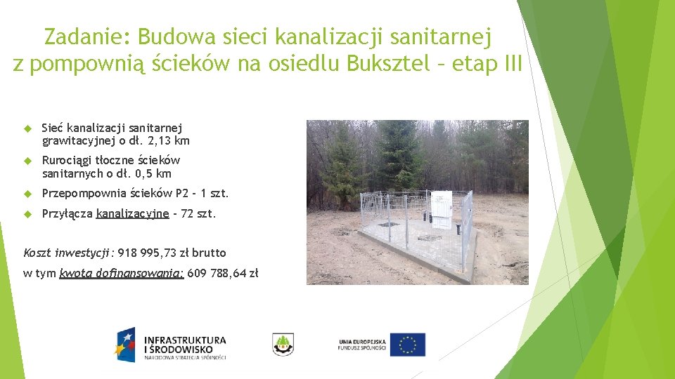 Zadanie: Budowa sieci kanalizacji sanitarnej z pompownią ścieków na osiedlu Buksztel – etap III