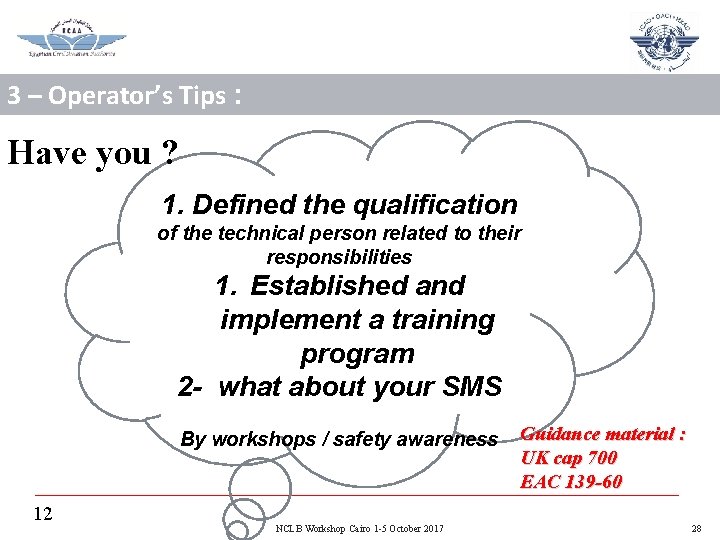 3 – Operator’s Tips : Have you ? 1. Defined the qualification of the