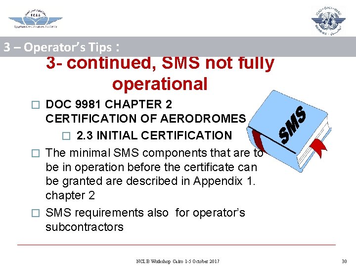3 – Operator’s Tips : 3 - continued, SMS not fully operational DOC 9981