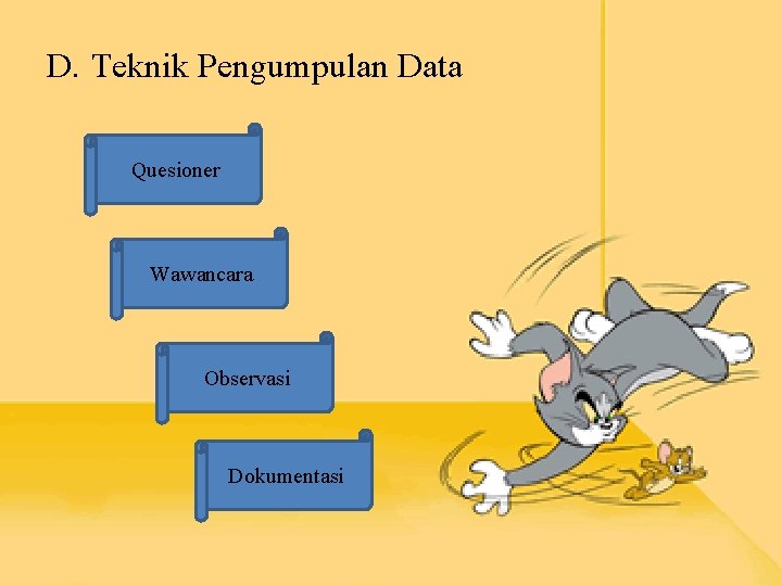 D. Teknik Pengumpulan Data Quesioner Wawancara Observasi Dokumentasi 