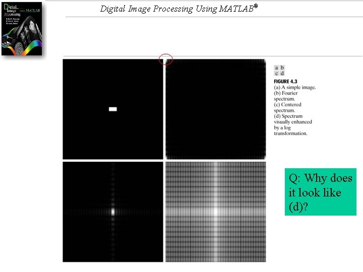 Digital Image Processing Using MATLAB® Q: Why does it look like (d)? 