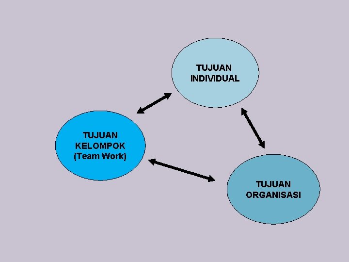 TUJUAN INDIVIDUAL TUJUAN KELOMPOK (Team Work) TUJUAN ORGANISASI 