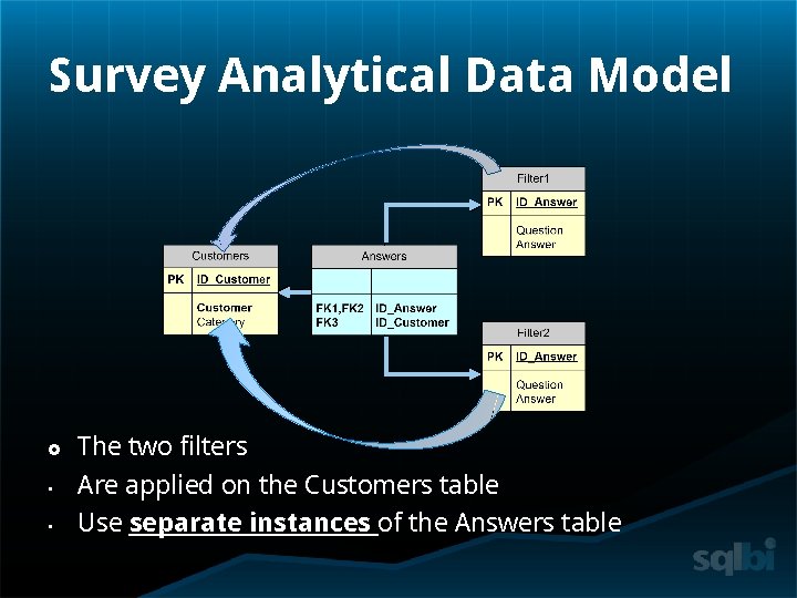 Survey Analytical Data Model • • The two filters Are applied on the Customers