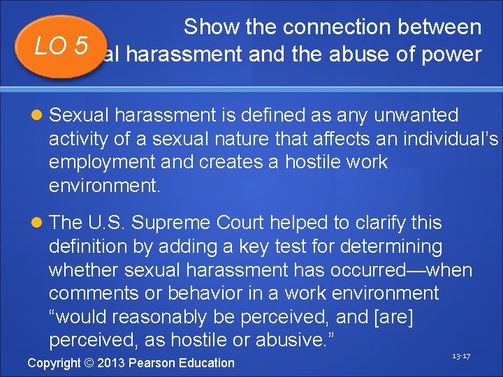 Show the connection between LOsexual 5 harassment and the abuse of power Sexual harassment