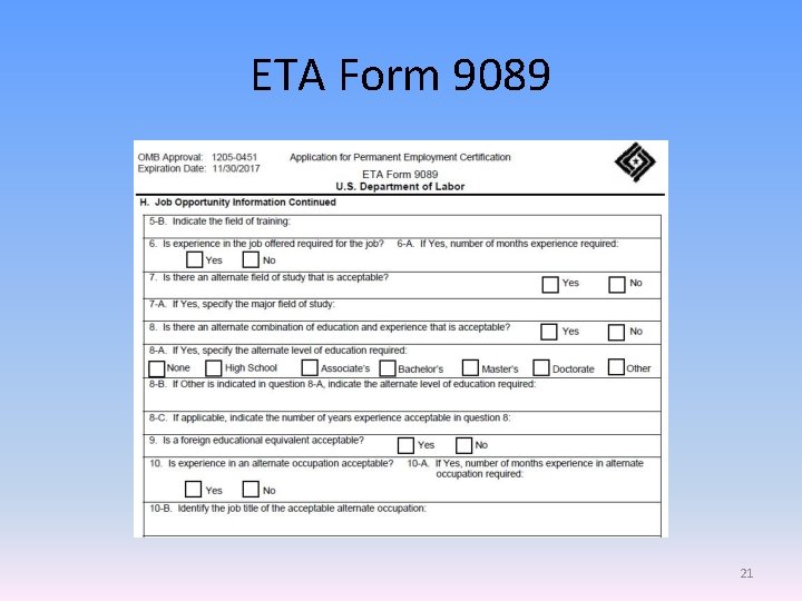 ETA Form 9089 21 