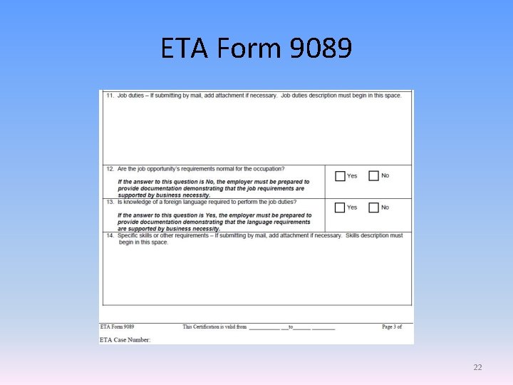 ETA Form 9089 22 