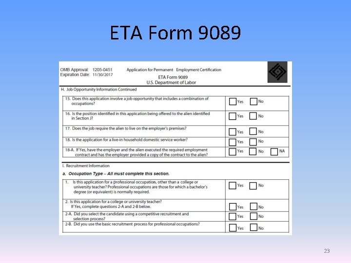 ETA Form 9089 23 