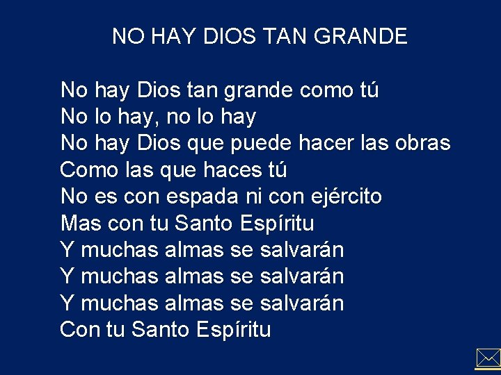 NO HAY DIOS TAN GRANDE No hay Dios tan grande como tú No lo NO HAY DIOS TAN GRANDE No hay Dios tan grande como tú No lo