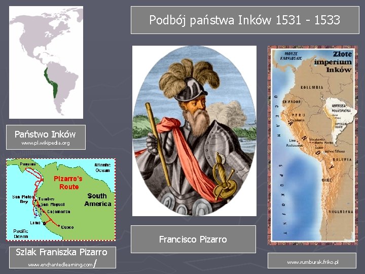 Podbój państwa Inków 1531 - 1533 Państwo Inków www. pl. wikipedia. org Francisco Pizarro