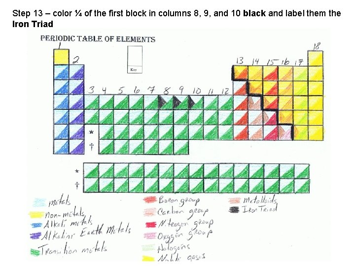 Step 13 – color ¼ of the first block in columns 8, 9, and