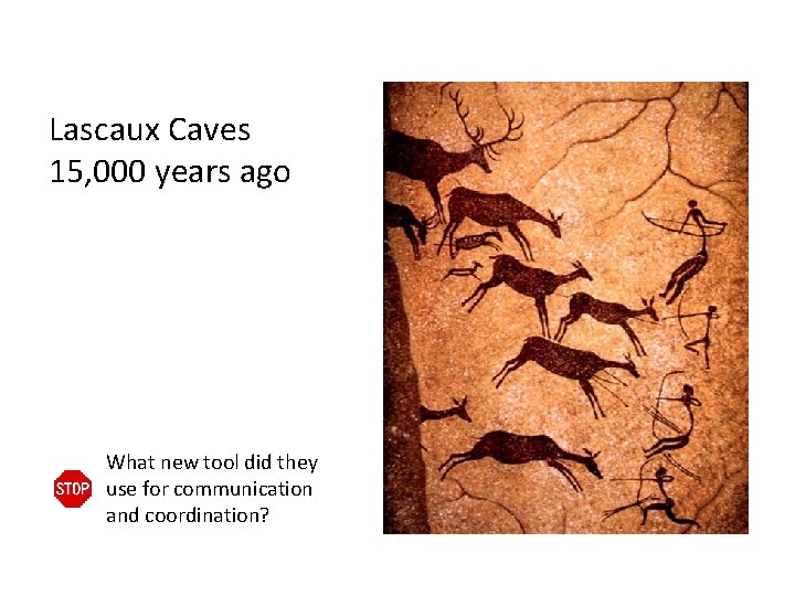 Lascaux Caves 15, 000 years ago What new tool did they use for communication