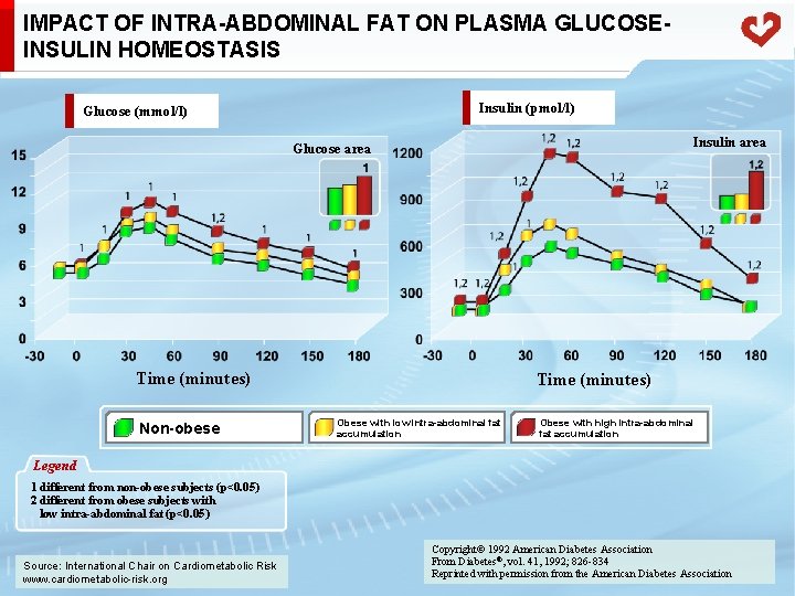 IMPACT OF INTRA-ABDOMINAL FAT ON PLASMA GLUCOSEINSULIN HOMEOSTASIS Insulin (pmol/l) Glucose (mmol/l) Insulin area