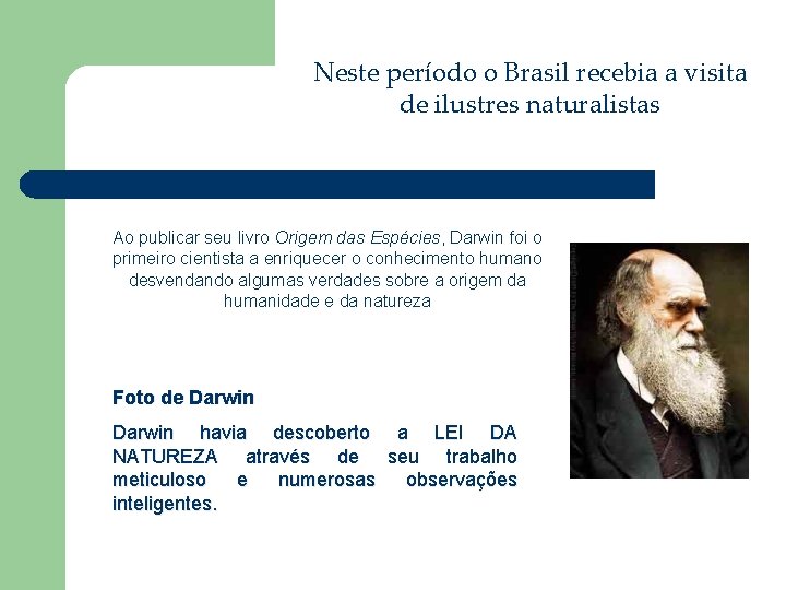 Neste período o Brasil recebia a visita de ilustres naturalistas Ao publicar seu livro