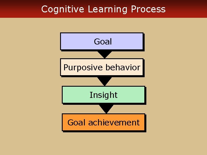 Cognitive Learning Process Goal Purposive behavior Insight Goal achievement 
