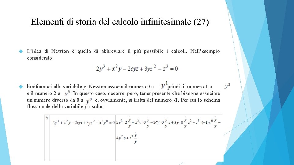 Elementi di storia del calcolo infinitesimale (27) L’idea di Newton è quella di abbreviare