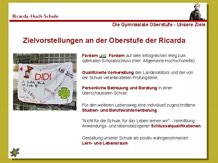 Ricarda-Huch-Schule Die Gymnasiale Oberstufe - Unsere Zielvorstellungen an der Oberstufe der Ricarda Fördern und