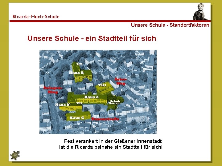 Ricarda-Huch-Schule Unsere Schule - Standortfaktoren Unsere Schule - ein Stadtteil für sich Fest verankert