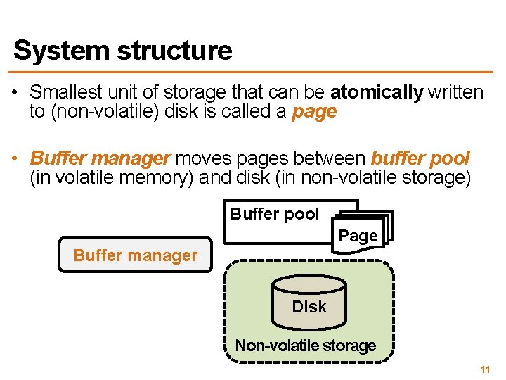 System structure • Smallest unit of storage that can be atomically written to (non-volatile)