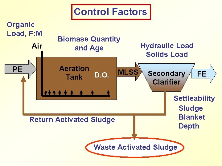 Control Factors Organic Load, F: M Air PE Biomass Quantity and Age Aeration D.